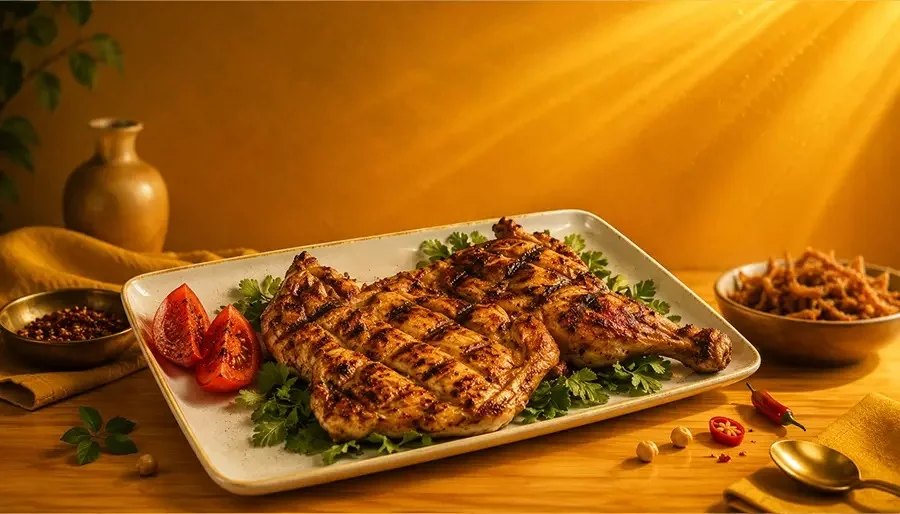 نص فرخة + سلطة + أرز + طحينة + عيش