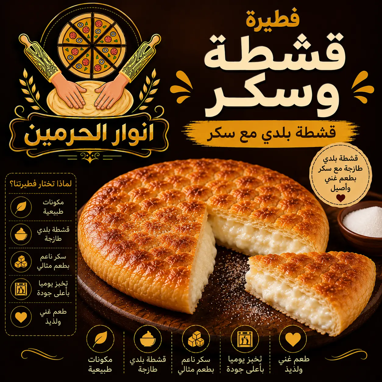 فطيرة قشطة وسكر