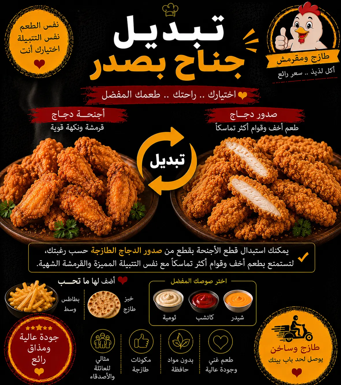 تبديل جناح بصدر