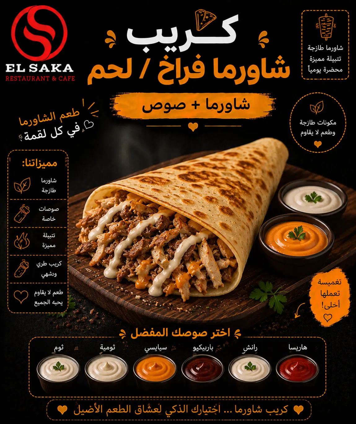 شاورما فراخ / لحم
