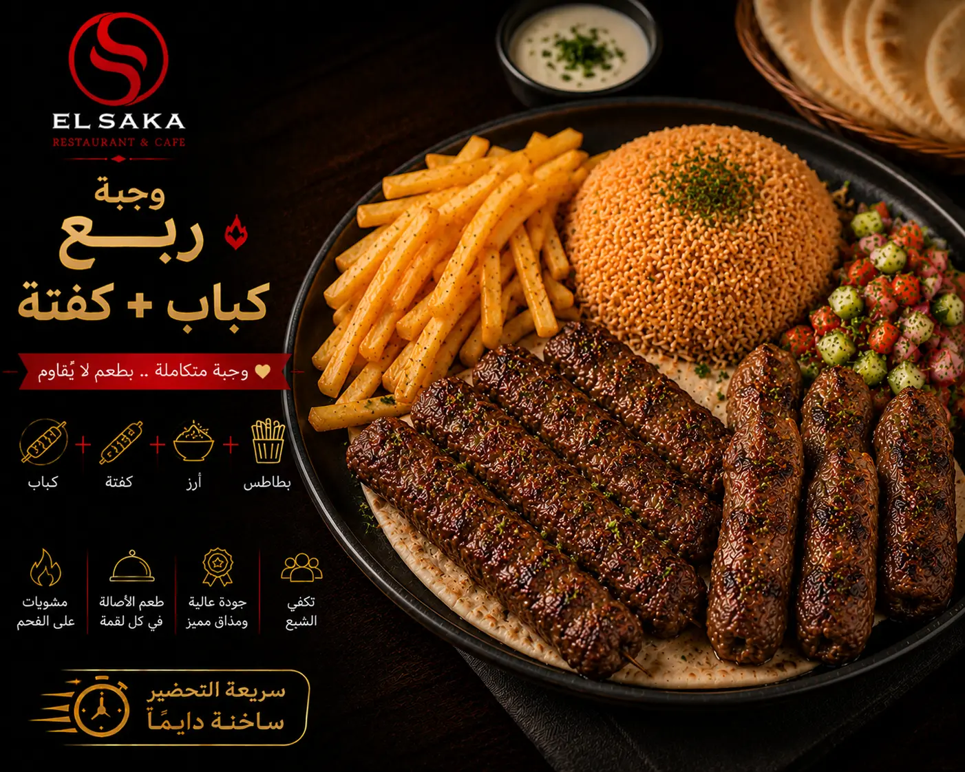 وجبة ربع كباب + كفتة