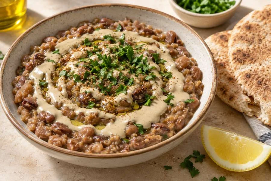 فول بالطحينة